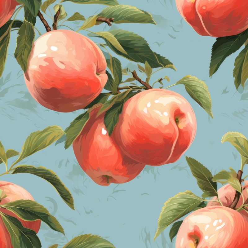 Nectarine Oil Paint Food Fruit Seamless Pattern