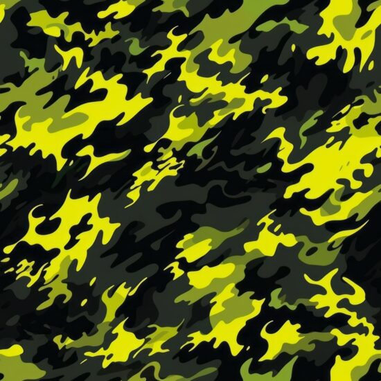 Neon Yellow Camo Design Seamless Pattern