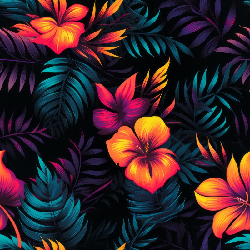 Nocturnal Neon Art Seamless Pattern