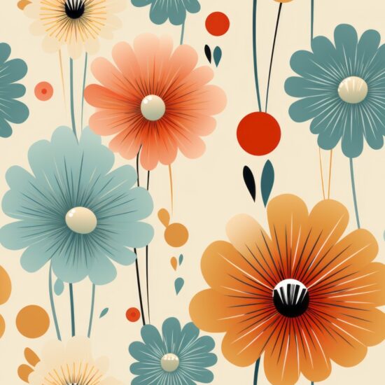 Nostalgic Blooming Retro Chic Seamless Pattern