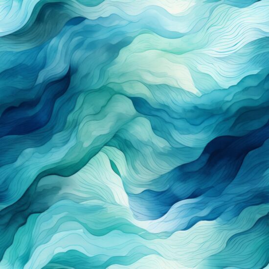 Oceanic Watercolor Turquoise Gradient Seamless Pattern