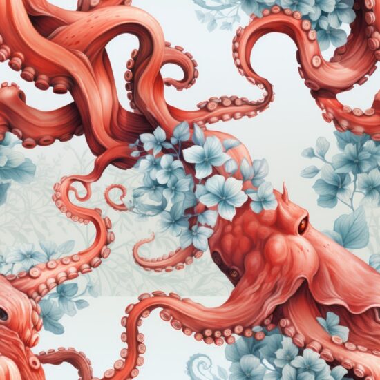 Octopus Botanical Sea Life Pattern Seamless Pattern