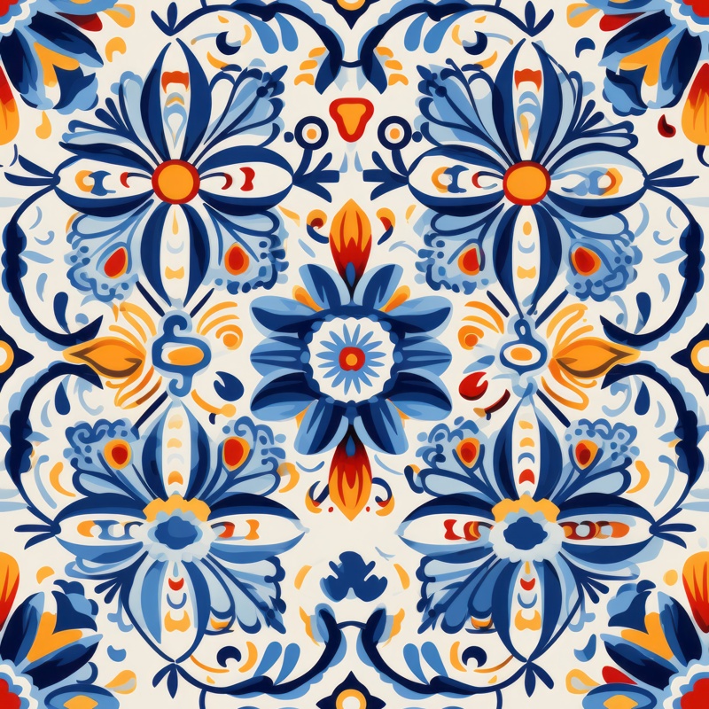 Old Town Tiles Floral Seamless Pattern