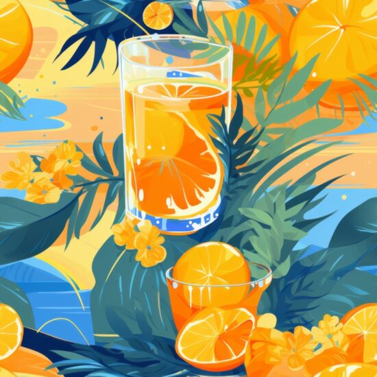 Orange Juice Fauvism Delight Seamless Pattern