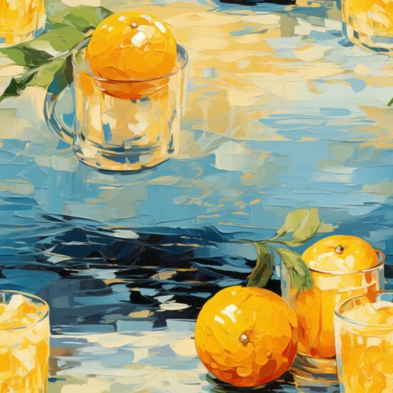 Orange Juice Impressionism Dream Seamless Pattern