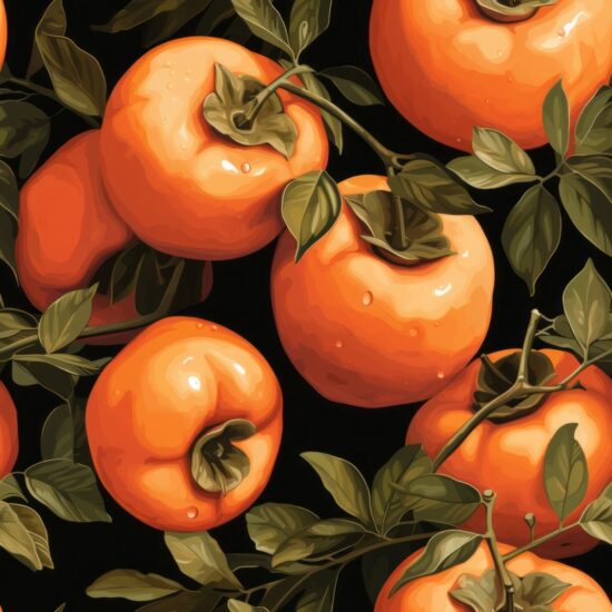 Orange Persimmon Feast Seamless Pattern