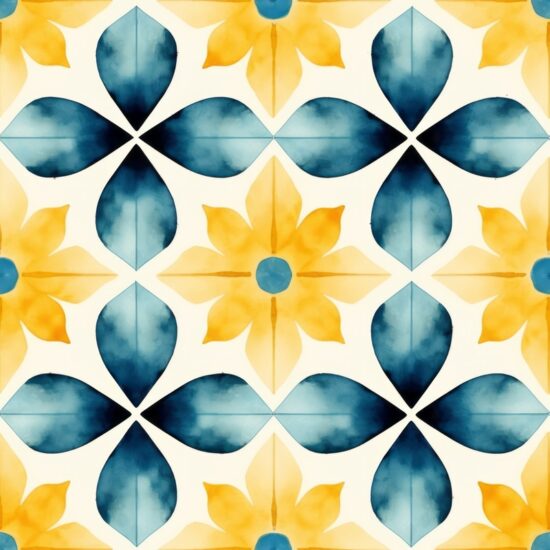 Oriental Elegance Watercolor Yellow Seamless Pattern