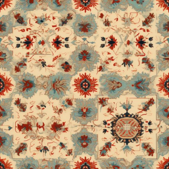 Oriental Floral Rug Design Seamless Pattern