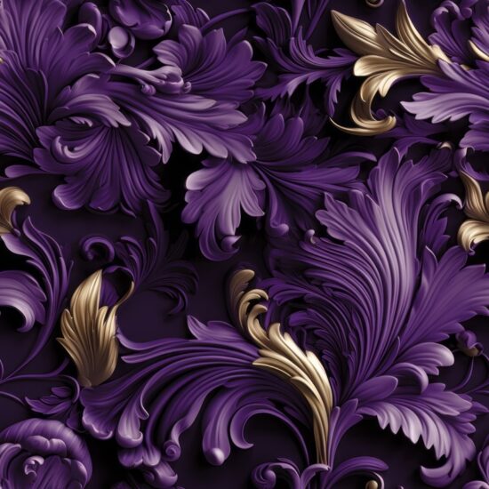 Ornate Purple Floral Design Seamless Pattern