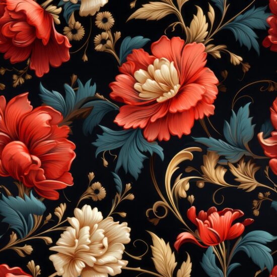 Ornate Victorian Florals Seamless Pattern
