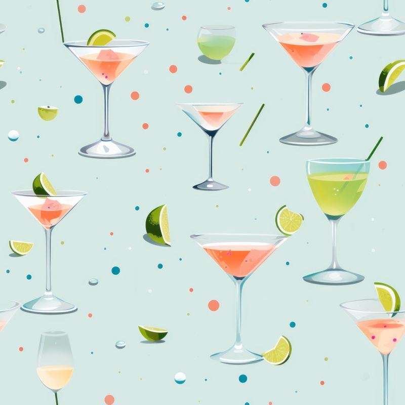 Pastel Martini Madness Seamless Pattern