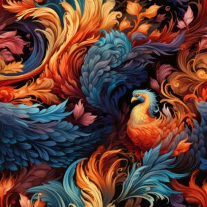 Phoenix Renaissance Art Seamless Pattern