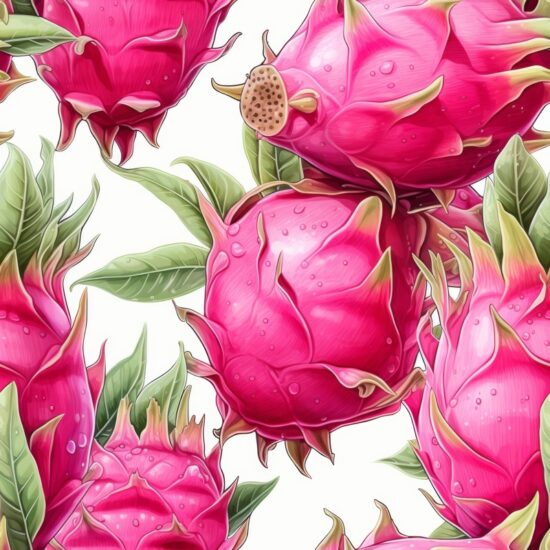 Pink Dragon Fruits Artistry Seamless Pattern