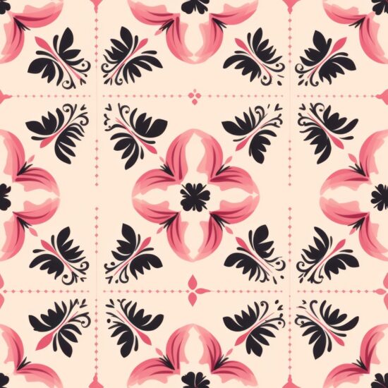 Pink Floral Oriental Carpets Seamless Pattern