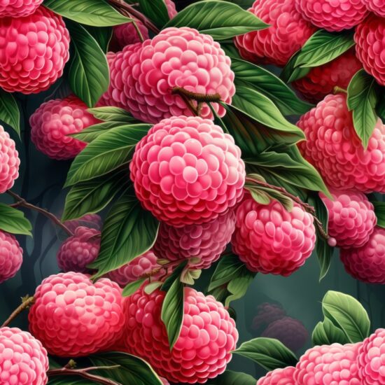 Pink Lychee Berry Surreal Art Seamless Pattern