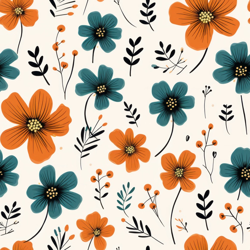 Playful Retro Flower Arrangement Seamless Pattern