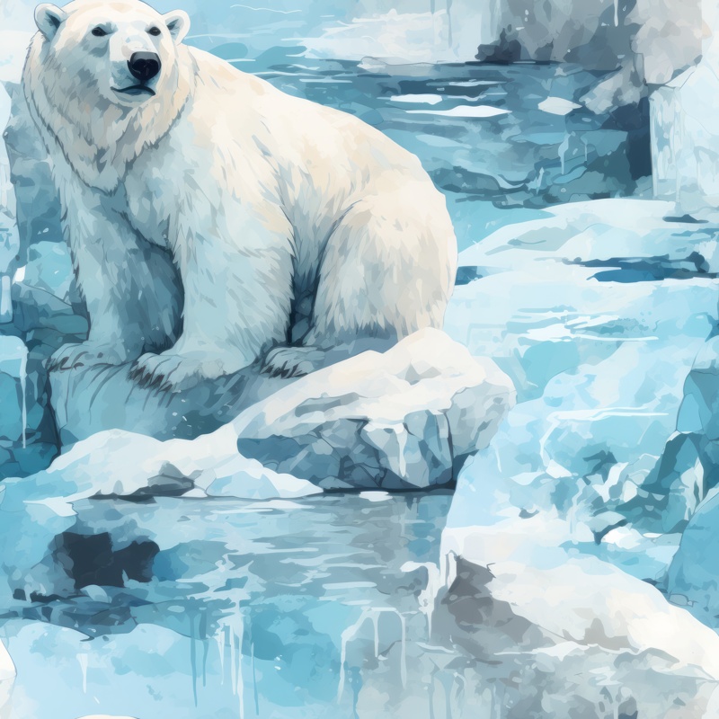 Polar Bear Arctic Wonderland Seamless Pattern