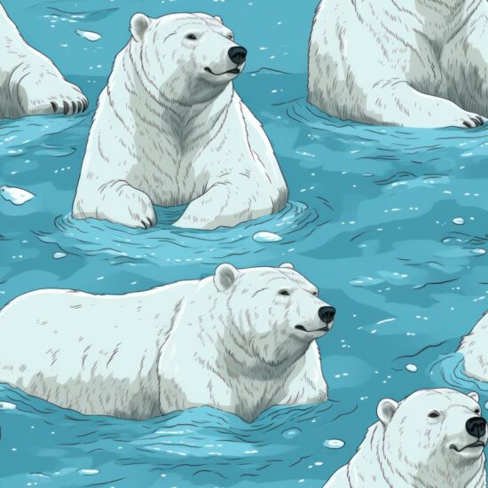 Polar Bear Sketch Pattern Seamless Pattern