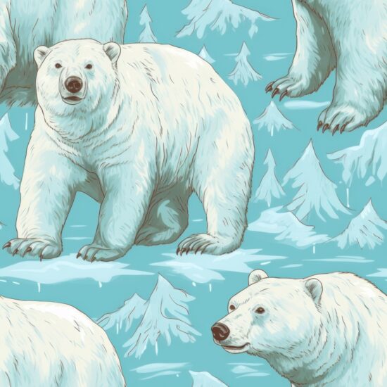 Polar Bear Sketching Pattern Seamless Pattern