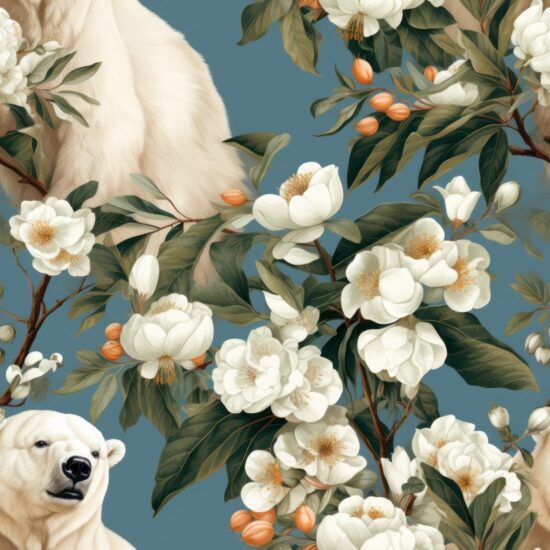 Polar Botanical Canine Design Seamless Pattern