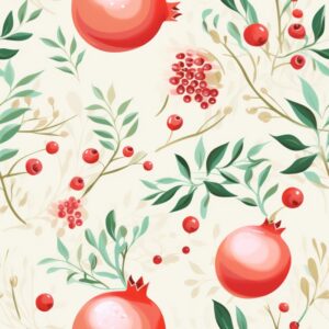 Pomegranate Delight Seamless Floral Design Seamless Pattern