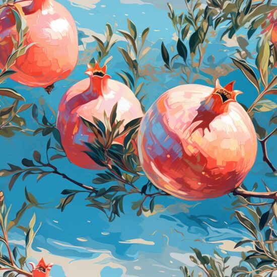 Pomegranate Expressionism Paint Seamless Pattern