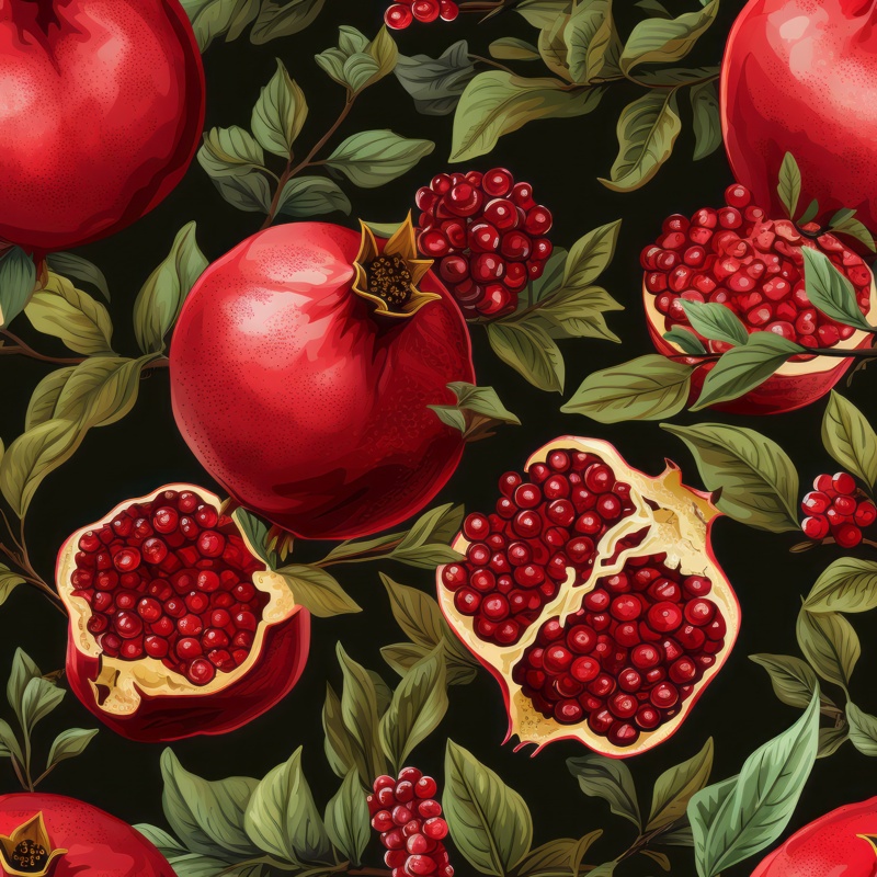 Pomegranate Harvest Seamless Pattern