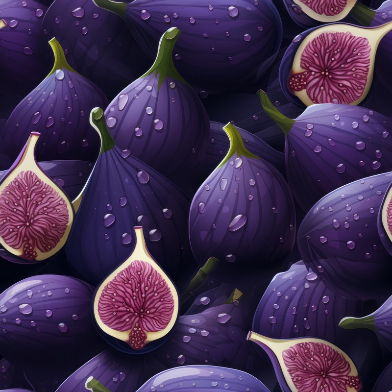 Purple Fig Isometric Vector Art Seamless Pattern