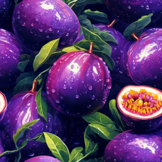 Purple Passion Fruits Impression Seamless Pattern