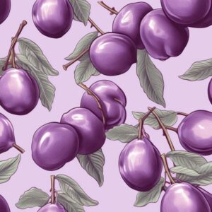 Realistic Plum Purple Plum Pattern Seamless Pattern