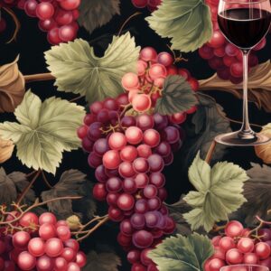 Realistic Red Wine Grapes Seamless Pattern
