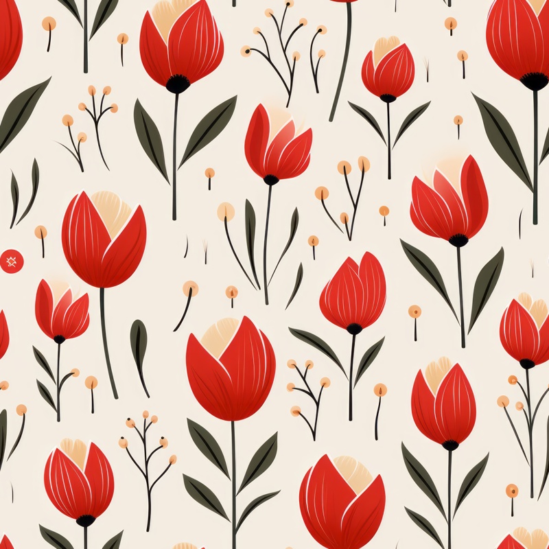 Red Tulips Floral Delight Seamless Pattern