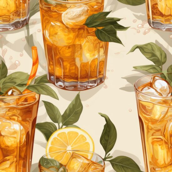 Refreshing Iced Tea Glass Seamless Pattern