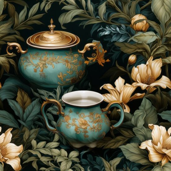 Renaissance Tea Pottery Seamless Pattern