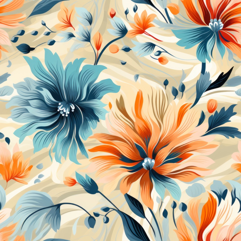 Retro Floral Fusion PTN 003752 pattern design