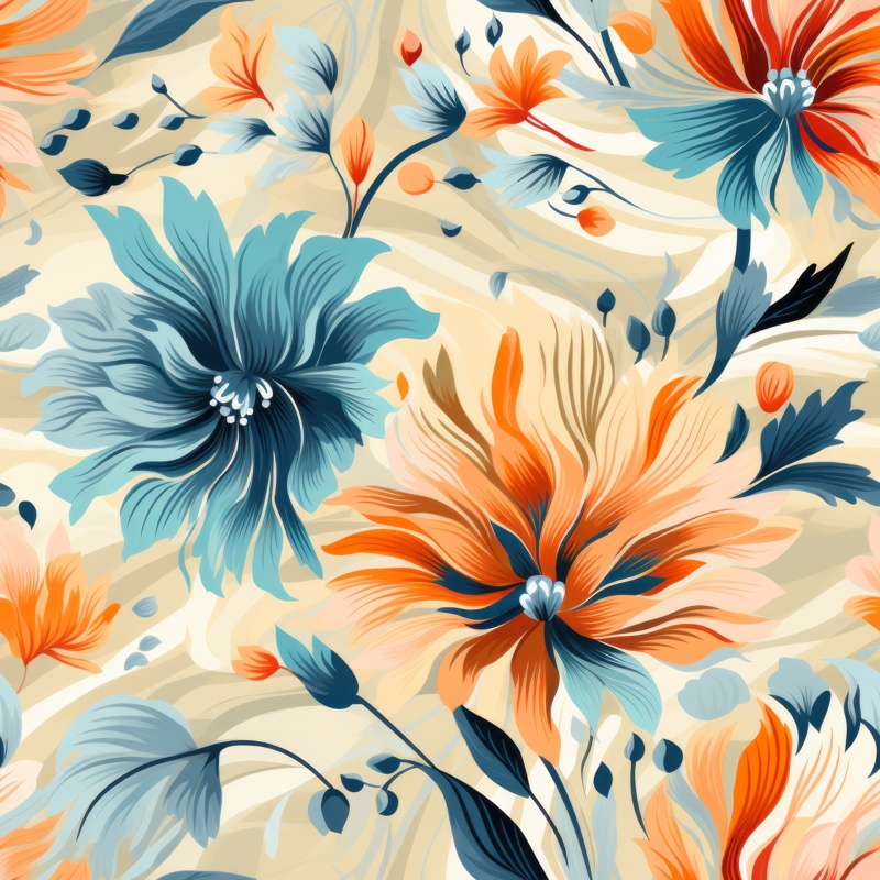 Retro Floral Fusion Seamless Pattern