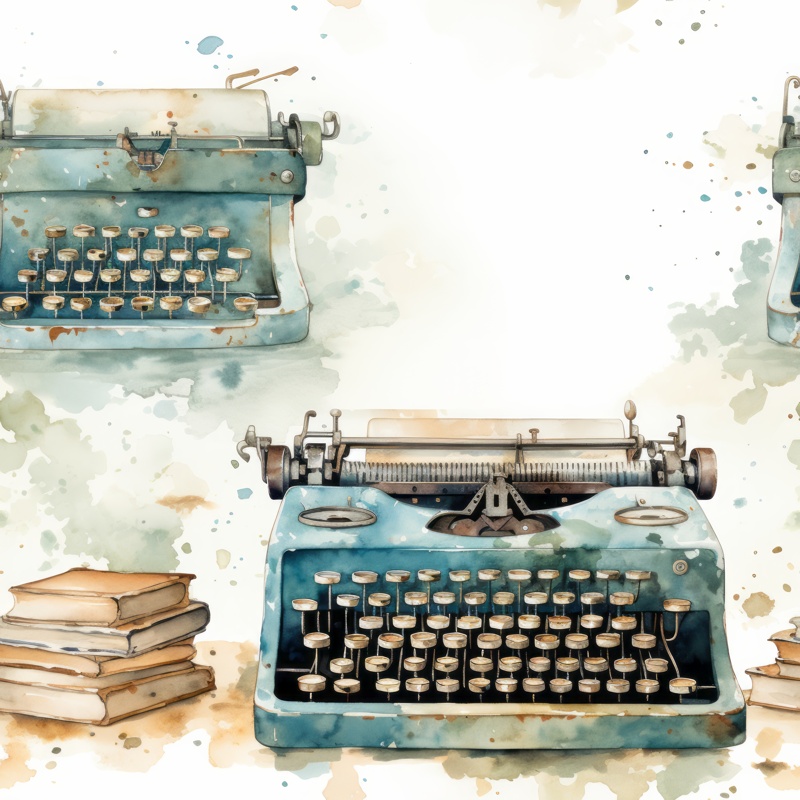 Retro Typewriter Tech Watercolor PTN 002910 pattern design