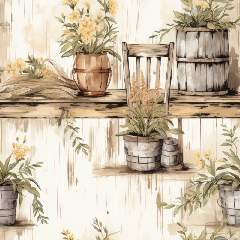 Rustic Farmhouse Foliage Seamless Pattern