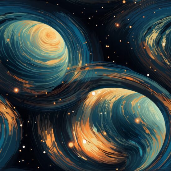 Saturn Sketch Nebula Accessory Seamless Pattern