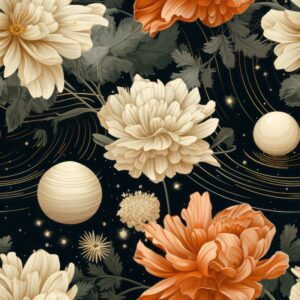 Saturns Botanical Garden Seamless Pattern