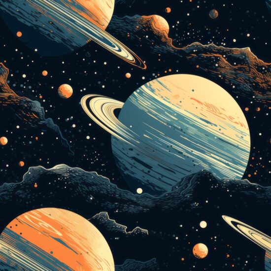 Saturns Cosmic Dance Seamless Pattern