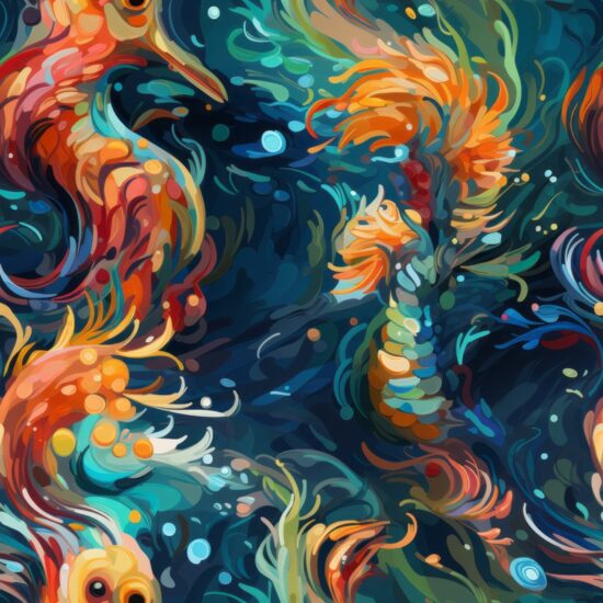 Seahorse Expressionism Art Pattern Seamless Pattern