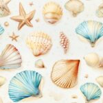 Seashell Beach Watercolor Pattern Seamless Pattern