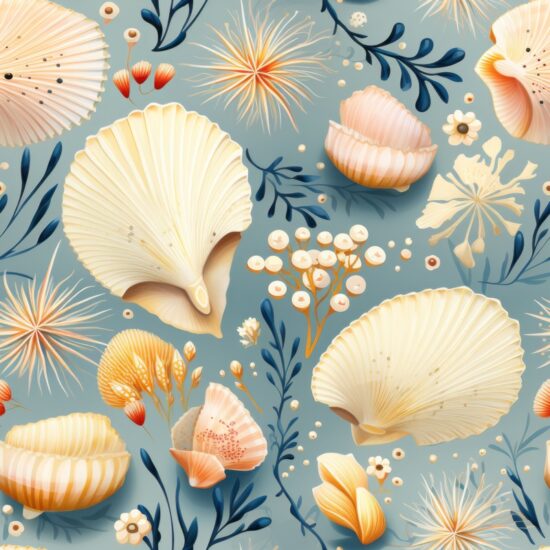 Seashell Coastal Treasures: Animal Clam Seamless Pattern