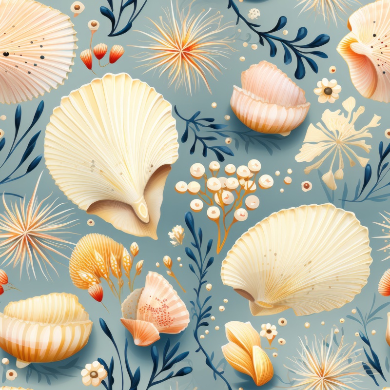 Seashell Coastal Treasures: Animal Clam Seamless Pattern