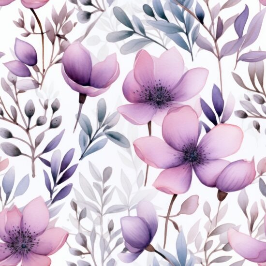 Serene Floral Watercolors Seamless Pattern