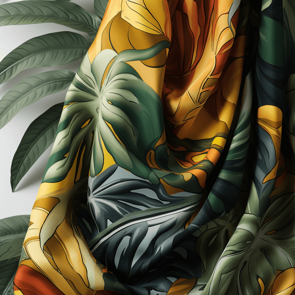 Silk Scarf on Mannequin with jungle pattern design 6 pattern design