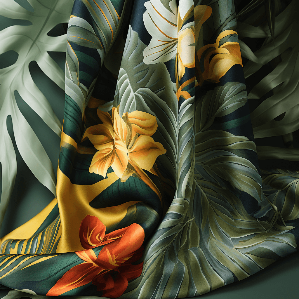 Silk Scarf on Mannequin with jungle pattern design 7 pattern design