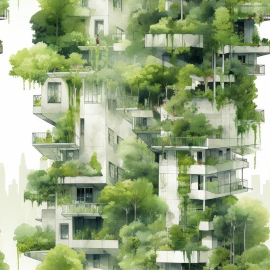 Skyline Sustain: Eco-conscious Architecture Pattern Seamless Pattern
