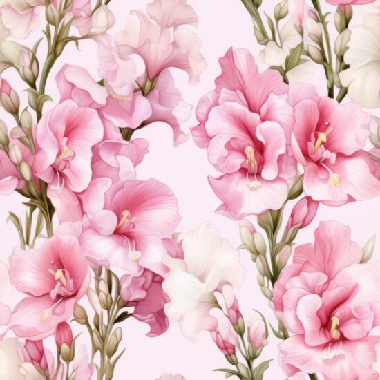 Snapdragon Blossom Watercolor Art Seamless Pattern